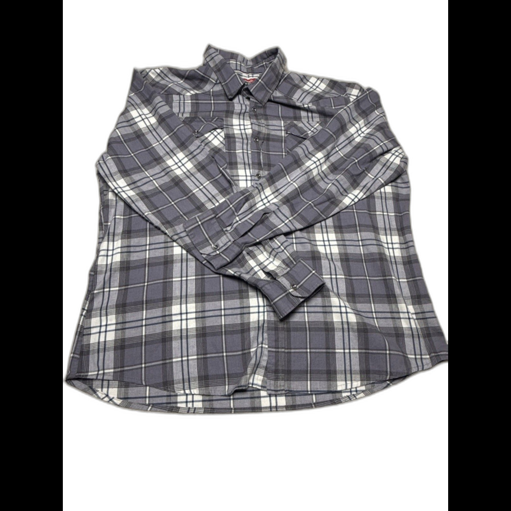 Wrangler Button Down Flannel XL Plaid Cowboy/Western Blue
